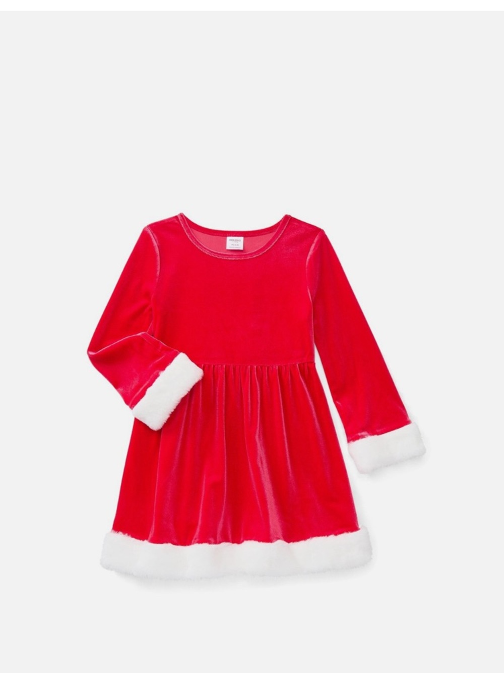 Holiday Time Velvet Holiday Dress in Red with White Trim